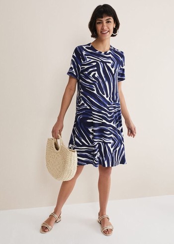 Phase Eight Isabelle Zebra Print Dress Blue/Multicolor Australia | MH5469107